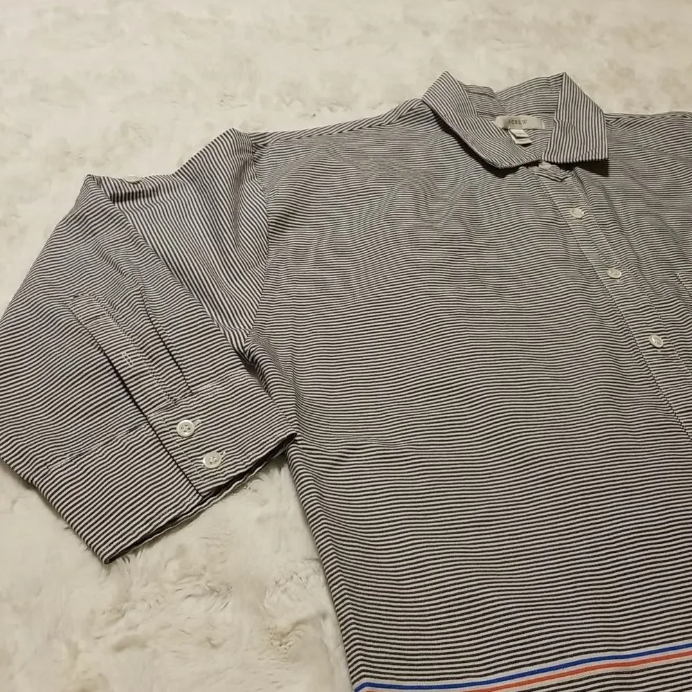 J. Crew Striped Button Up Preppy Nautical Shirt Women Size 8